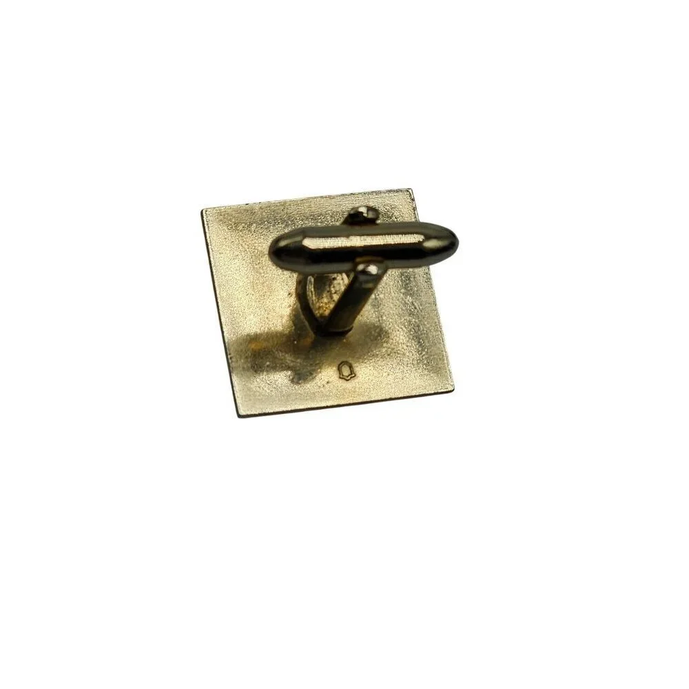 Vintage Gold Tone Orange Enamel Square Cufflinks with Bell Mark